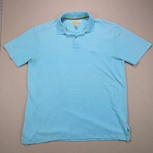 Tommy Bahama Mens Polo Shirt L/G Blue Marlin Logo Short Sleeve Cotton Blend Golf